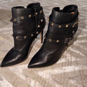 VALENTINO Black Gold Studded Ankle Boots